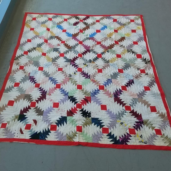 VINTAGE 60’S PATCHWORK QUILT KNIT MULTI PATTERN SQUARS VELOUR STRIPE REVERSIBLE - Picture 2 of 9